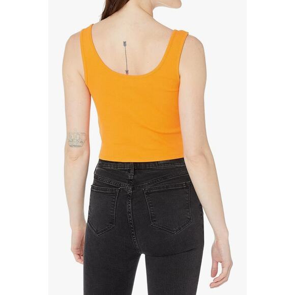 GUESS Women's Sleeveless Classic Ribbed Crop Top Orange Size XL - Picture 2 of 8